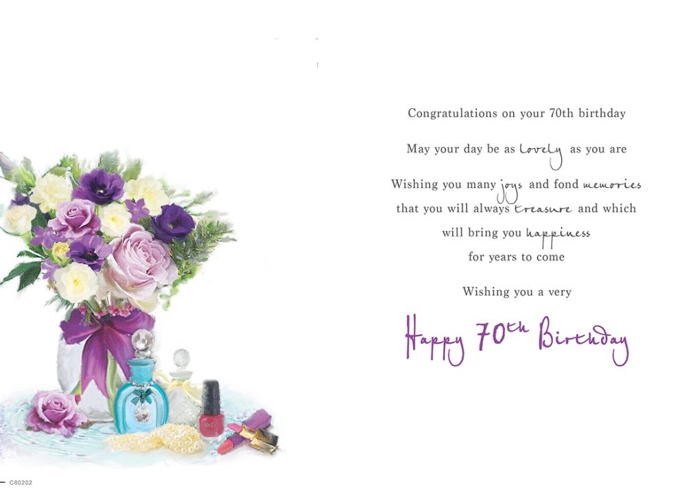 70th Birthday Card Female Flowers Perfume Glittered Regal Quality New 5053349802021 Ebay