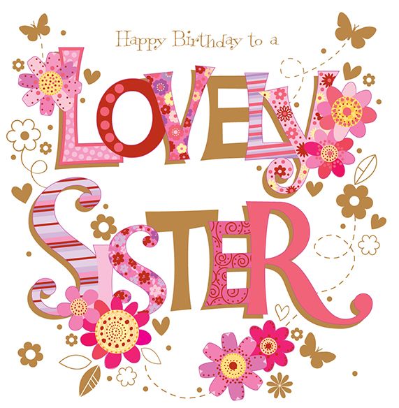 Birthday Card Large - Sister - Flowers 3D Glitter - Talking Pictures ...