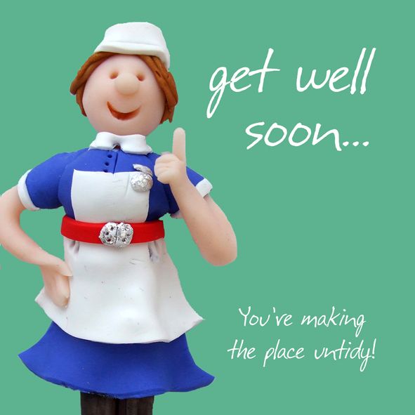 Get Well Soon Card - Nurse Humour Funny One Lump Or Two Quality ...