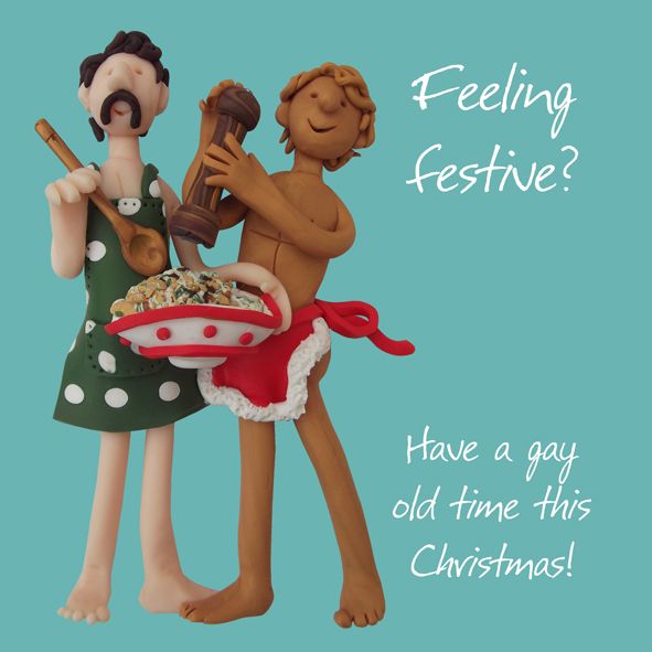 Christmas Card Feeling Festive Gay Couple Funny Humour One Lump Or Two Ebay